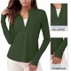 thumbnail image 4 of Craaazy Women Athletic Half Zip Top, Solid Color Long Sleeve Sun Protection Shirt, Slim Fit Stand Collar Top for Workout Gifts, 4 of 9
