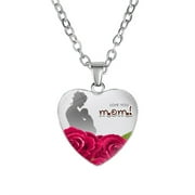 TopLLC Necklaces & Pendants Heart Pendant Necklace Engraved With MOM Mother Plot Gift Love Accessories desk organizer