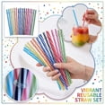 thumbnail image 2 of 12PCS Reusable Plastic Straws with Rings, Colorful Drinking Straws for Party Beverages, Eco-Friendly Durable Straw Set, Daily Use Accessories, 2 of 6