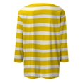 thumbnail image 4 of Striped Shirt Women 3/4 Sleeve Trendy Print T Shirt Casual Crewneck Blouse Fashion Three Quarter Length Sleeve Tops Yellow XL, 4 of 5