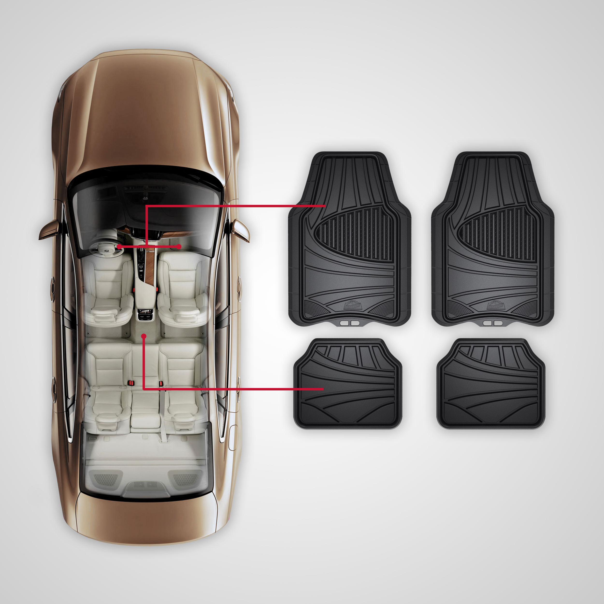 Armor All 4-Piece All-Weather Rubber Floor Mats, Black photo 2