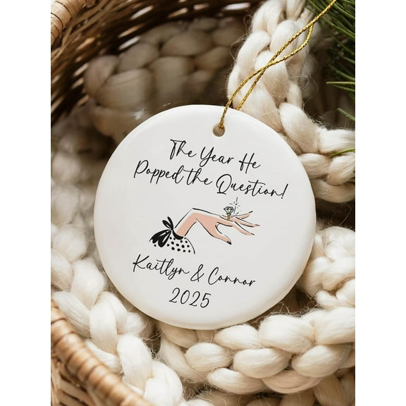 Personalized Engagement Gift for Bride, Custom Christmas Ornament Engaged Gift for Couple, First Christmas Engaged Ornament Couples Gift