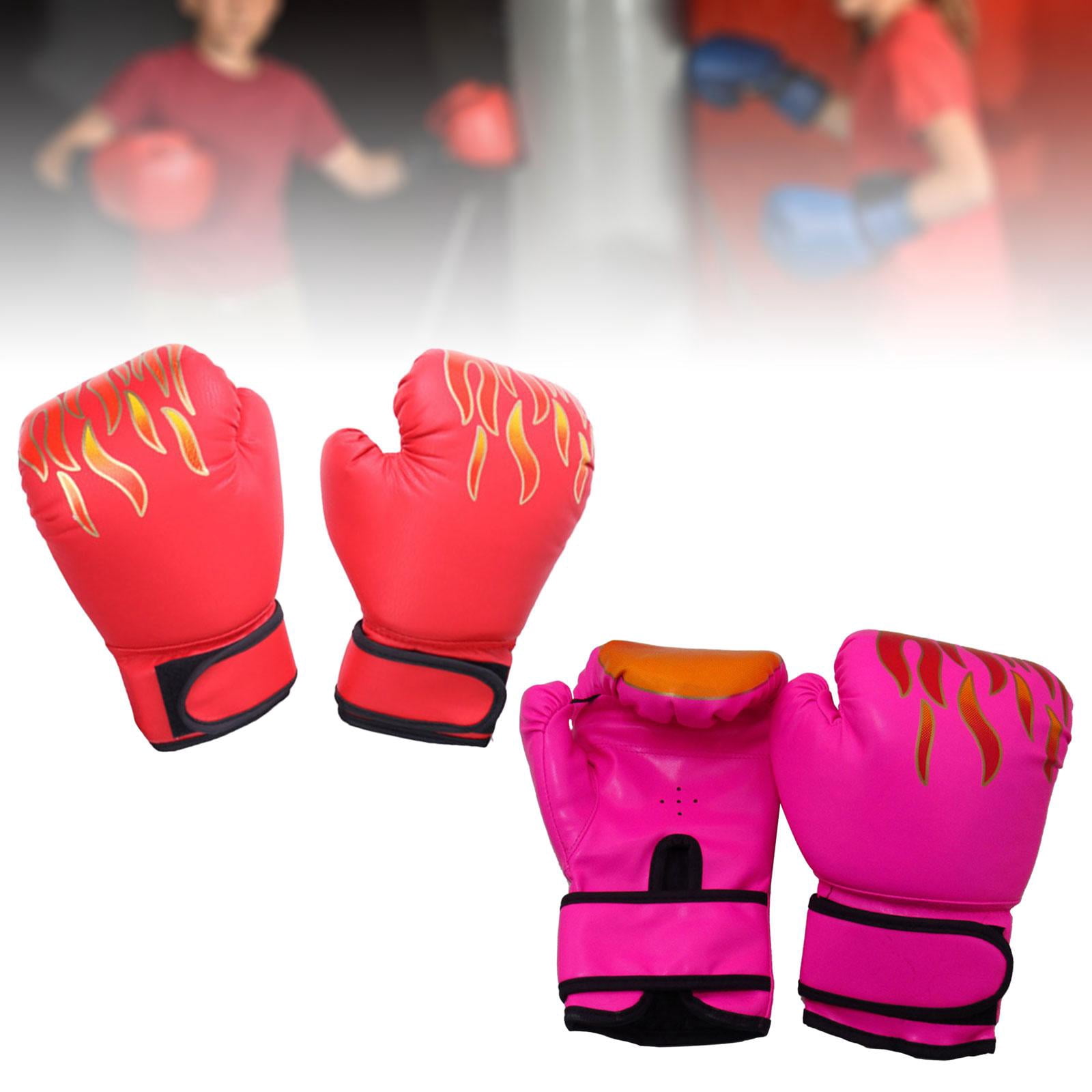 Baoblaze 2 Pair of Kids Boxing Gloves Beginners Home Gym Punching Bag Sparring Gloves Pink and Red