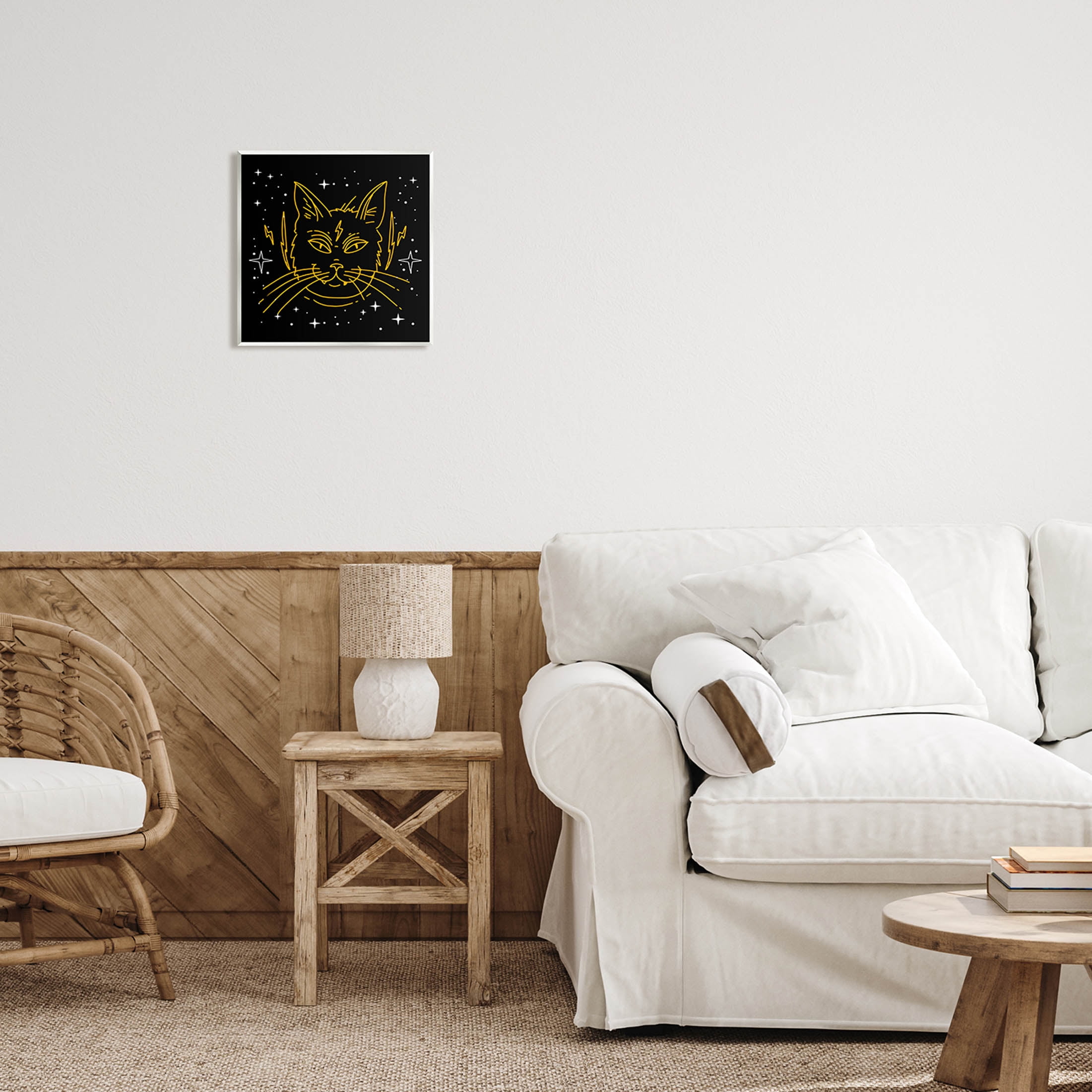 Stupell Industries Starry Cat Lightning Bolt Graphic Art Unframed Art Print Wall Art, Design by Lil' Rue