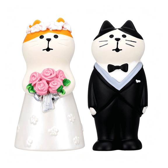 NORIZF Wedding Cake Toppers - 2Pcs Bride and Groom Wedding Cat Cake Topper, Resin Cat Figurines for Anniversary Bridal Shower Valentine'S Daytable Decor, Adorable Cat Cake Topper
