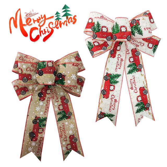 2 piezas de lazos para árbol de Navidad para decoración de árbol de Navidad, lazos artesanales para interiores y exteriores (beige+color natural) ER