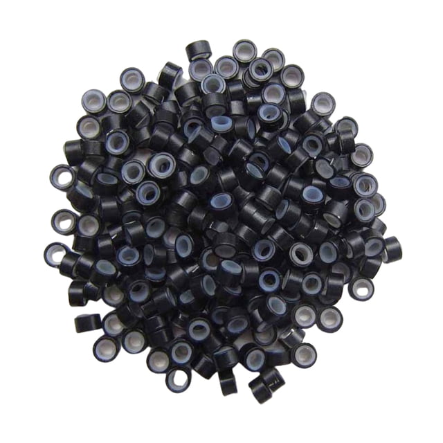 Vogacara Cortadora de pelo resistente al desgaste, gancho de ganchillo con mango de madera, Kit de alicates, hebilla de silicona portátil, cuentas de Cuidado del cabello 500 anillos negros Vogacara CE011777-01
