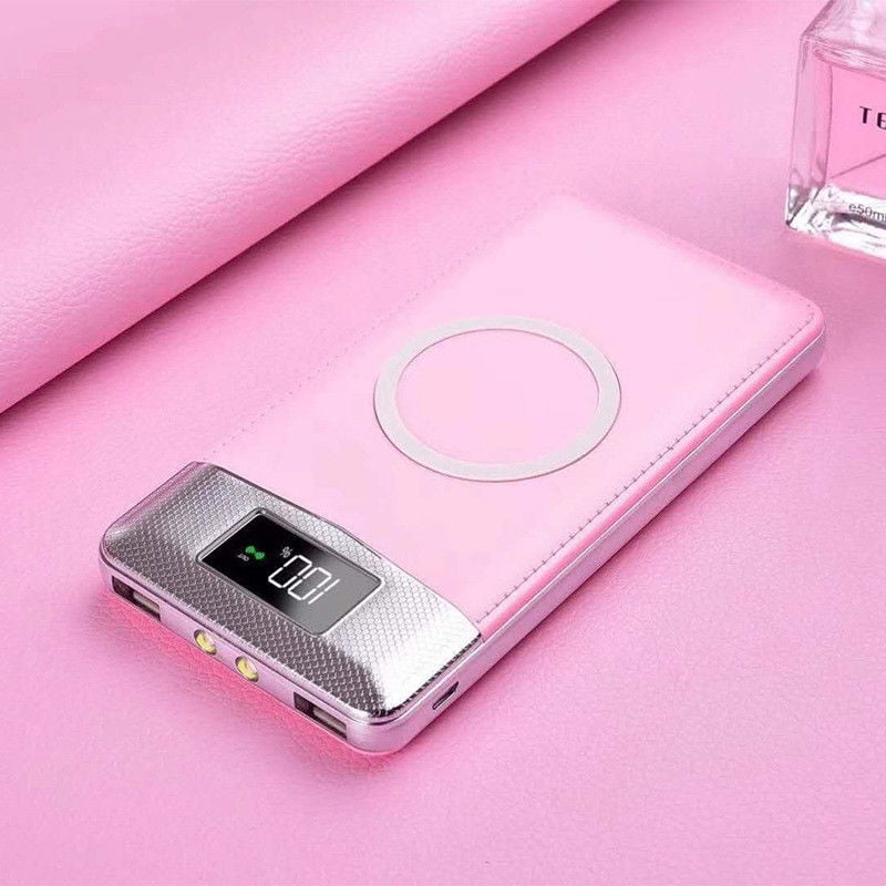 500000mAh Power Bank Qi Wireless Charging 2 USB LCD LED Portable