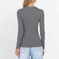 thumbnail image 4 of Womens Pullover Sweaters Y2K Going Out Tops Deep V Neck Polo Shirt Thumb Holes Ribbed Long Sleeve Tops for Women Gray S, 4 of 7
