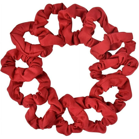 Motique Accessories 12 Pack Small Scrunchies Cotton Hair Scrunchy for Adult Female and Girls (Red)