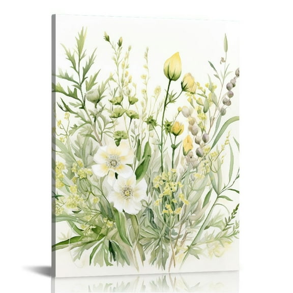 COMIO Botanical Plant Canvas Wall Art, Framed Boho Wall Decor for Bathroom, Minimalist Aesthetic Bedroom Wall Art, Sage Green Eucalyptus Leaf Prints for Office