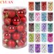 thumbnail image 2 of 34 bolas de decoración para árbol de Navidad de 4 cm de color rojo, adornos para colgar en la pared, decoración para fiestas de Navidad, bolas de Navidad, Año Nuevo, 2 of 5