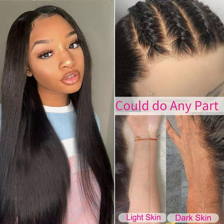 30 Inch 13x6 Bone Straight HD Lace Front Wigs Human Hair Pre Plucked With Baby Hair High 180 Density Full Long Straight Frontal Wigs for Black Women Glueless Transparent Lace Wigs Human