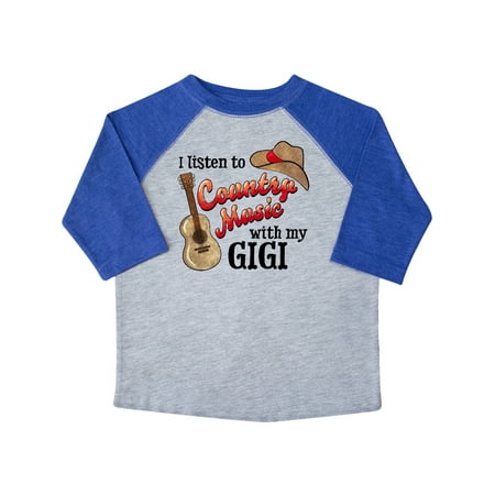 

Inktastic I Listen to Country Music with my Gigi Guitar and Hat Gift Toddler Boy or Toddler Girl T-Shirt