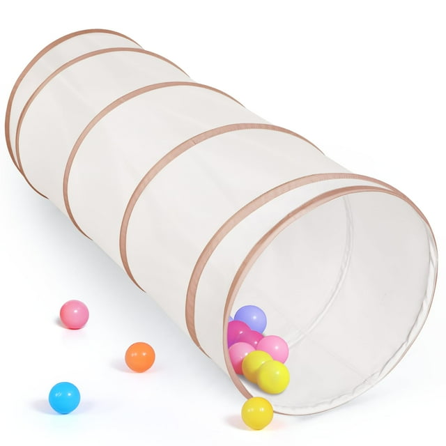Tienda de campaña Play Tunnel Moncoland para niños pequeños, juguete desplegable para gatear, color beige