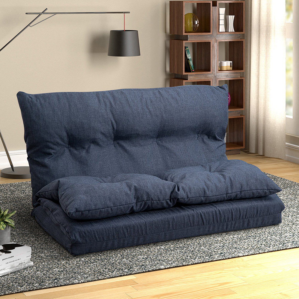 Lowestbes Floor Sofa Bed, Fabric Folding Chaise Lounge, Foldable Double Chaise Lounge Sofa Chair, Blue - image 1 of 5