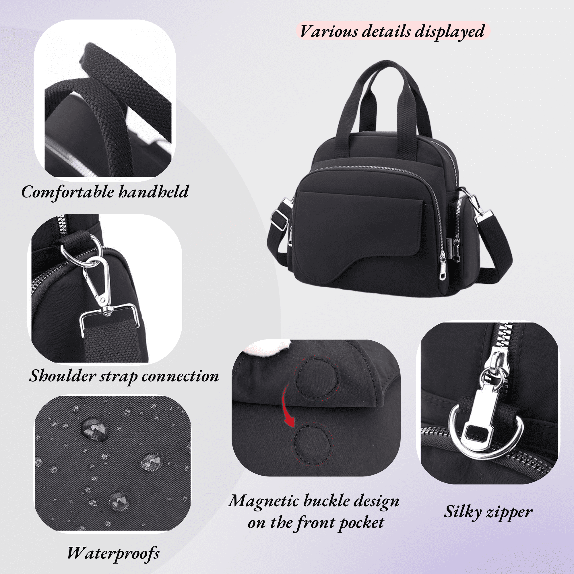 Backpack Purse for Women Fashion Crossbody Bags with Multiple Pockets, Shoulder Bags Multipurpose Design Handbag Ladies Travel Backpack, Pink