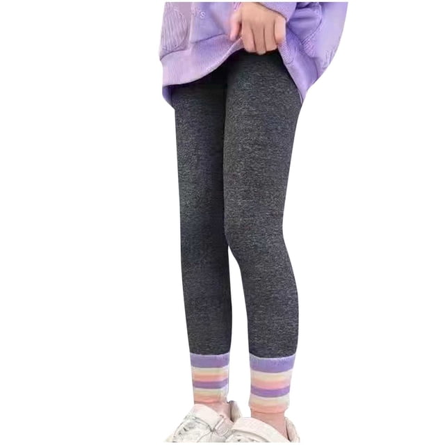Odeerbi 7-15 Años Niñas Algodón Leggings Pantalones Mallas Elástico Color Sólido Calidez Casual Pantimedias