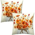 thumbnail image 2 of Autumn Flower Throw Pillow Covers 16 x 16 Inches Set of 2,Watercolor Orange Floral Jar Fall Seasonal Pillowcase Square Cushion Cover for Home Living Room Bed Sofa Car, 2 of 6