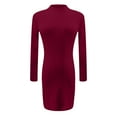 thumbnail image 6 of Lindreshi Formal Dresses for Women Women Fashion Solid Color Long Sleeve Half High Neck Hip Slim Sweater Dress, 6 of 7