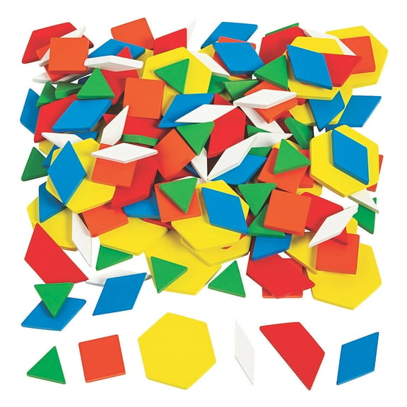 Wood Pattern Blocks, Toys, Party Supplies, 250 Pieces
