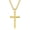Yellow Beveled Edge, variant on 925 Solid Sterling Silver Cross Pendant Necklace for Men, Yellow Gold Plated with 24" Stainless Steel Box Chain