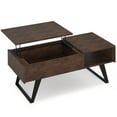 thumbnail image 3 of Lowry 48 inch Wide Solid Acacia Wood Modern Industrial Lift Top Coffee Table in Distressed Charcoal Brown, 3 of 13