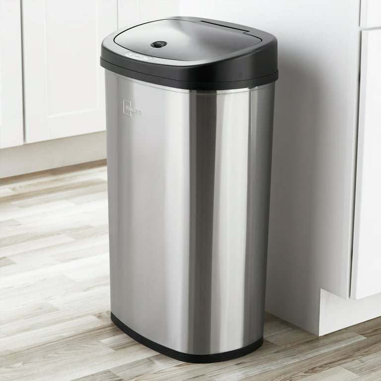 Mainstays 13.2 Gallon Trash Can, Motion Sensor Kitchen Trash Can, Stainless  Steel 