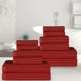 thumbnail image 2 of Cotton Highly Absorbent 12-Piece Solid and Checkered Border Towel Set, Burgundy, by Superior, 2 of 7