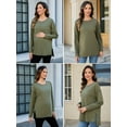 thumbnail image 2 of Ecavus Women's Oversize Maternity Clothes Side Slit Long Sleeves Tops With Pocket Fall Mama Pregnancy Tops Army Green XL, 2 of 7