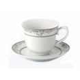 thumbnail image 3 of Elegant Durable and Colorful Porcelain Tea-Coffee Cups and Saucers Set - Silver Floral, 8 oz. Set of 4, 3 of 5