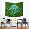 thumbnail image 4 of Brotherhood Freemason Green Tapestry, Green Wall Decor Home Decor Bedroom Living Room Dorm Tapestry Room Wall Hanging, 60" x 51", 4 of 8