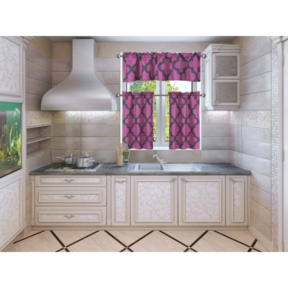 3PC KITCHEN TIER VALANCE SET SHORT PANEL LINED BACKING WINDOW CURTAIN BLACKOUT