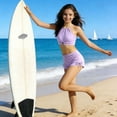thumbnail image 6 of WRKEKC Girls Tankini Set 2 Piece Halter Twist Cutout Solid Color Drawstring Shorts Removable Pads 7-14 Years, 6 of 9