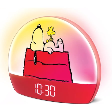 Snoopy Sunrise Alarm Clock – Vibrant Snoopy Edition with Multicolor Lights, USB Charging, LED Display, Gentle Wake-Up Simulation, and Handy Snooze Function, Red