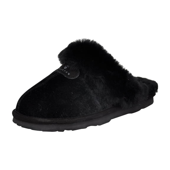 Bearpaw Loki II Slide Slippers for Women, Sheepskin Lining, Suede Upper, Closed Toe Slipper with Rubber Outsole