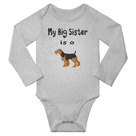 

My Big Sister is a Lakeland Terrier Dog Funny Baby Long Sleeve Bodysuit Boy Girl (Gray 18-24M)