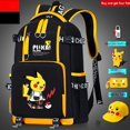 thumbnail image 1 of Mochila de Pokemon Pikachu con estampado de dibujos animados de Anime, mochila escolar para estudiantes con estuche de lápices, bolsas de libros para niños de alta capacidad, bolsa de viaje, regalo hola suerte unisex, 1 of 2
