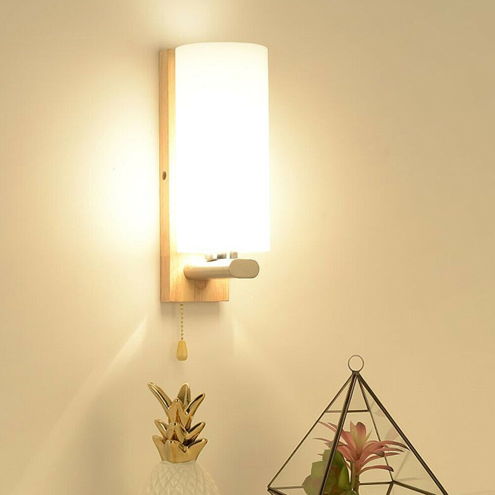 CNCEST Wooden Wall Lamp Bedside Sconce Hallway Decorate Fixture Light for Bedroom Indoor Outdoor 5W