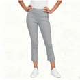 thumbnail image 2 of Womens Capri Pants,Pull On Capri Pants for Women with Pockets Solid Color Elastic Waist Cropped Work Pants, 2 of 7