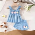 thumbnail image 2 of UAYOTSE Toddler Baby Girl Summer Waffled Clothes Set 2T 3T 4T 5T 6T Flower Short Sleeve Round Neck Tops Elastic Waist Shorts Outfit,Sizes 2-3 Years, 2 of 6