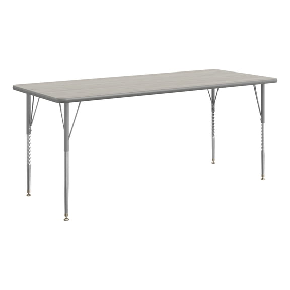 Flash Furniture 72" x 30" Adjustable Height Activity Table, Thermal Laminate Top, Standard Legs, Light Gray