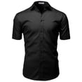 thumbnail image 2 of H2H Mens Dress Fitted Short Sleeve Dress Shirts Elastic Casual Button Down Shirts (CMTSTS056), 2 of 6