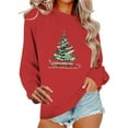 thumbnail image 2 of SYMOID Womens Red Christmas Oversized Sweatshirt - 100% Cotton Festive Tree Print Crew Neck Loose Fit Casual Holiday Top (S-XXL),Size XL, 2 of 6