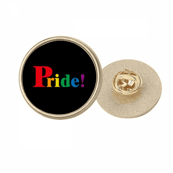 Pride LGBT Rainbow Art Deco Fashion Round Metal Golden Pin Brooch Clip