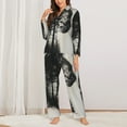 thumbnail image 2 of Salouo Double Exposure Cat Forest Pattern Women's Pajamas Set Long Sleeve Button Down Sleepwear Soft Pj Lounge Sets for women 2 Piece Pjs Set with Long Pants-XX-Large, 2 of 7