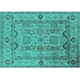 thumbnail image 1 of Ahgly Company Indoor Rectangle Oriental Turquoise Blue Traditional Area Rugs, 8' x 10', 1 of 4