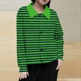 thumbnail image 2 of Riecok Plus Size Jackets for Women Lapel Long Sleeve Jackets Button Down Striped Coats Casual Stylish Clothes, 2 of 5