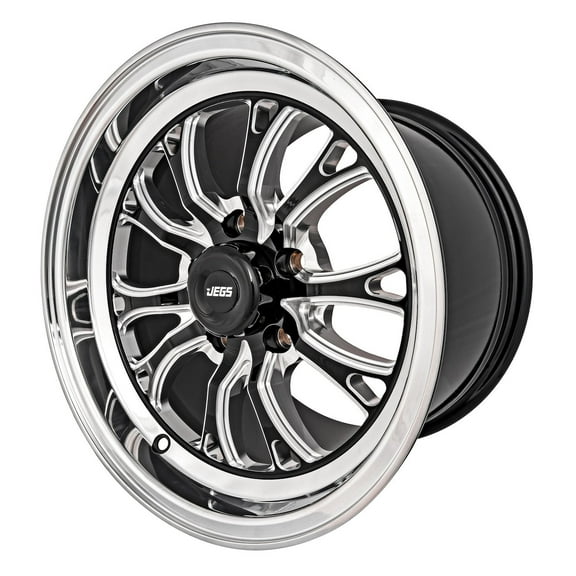 JEGS SSR Spike Wheel [Size: 15" x 10"] Polished Lip with Black Milled Spokes