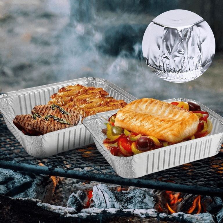 Stock Your Home Disposable Aluminum Foil Broiler Pan (10 Pack) for Oven -  Durable Broiling Drip Trays with Ribbed Bottom Surface for BBQ Grill-Like